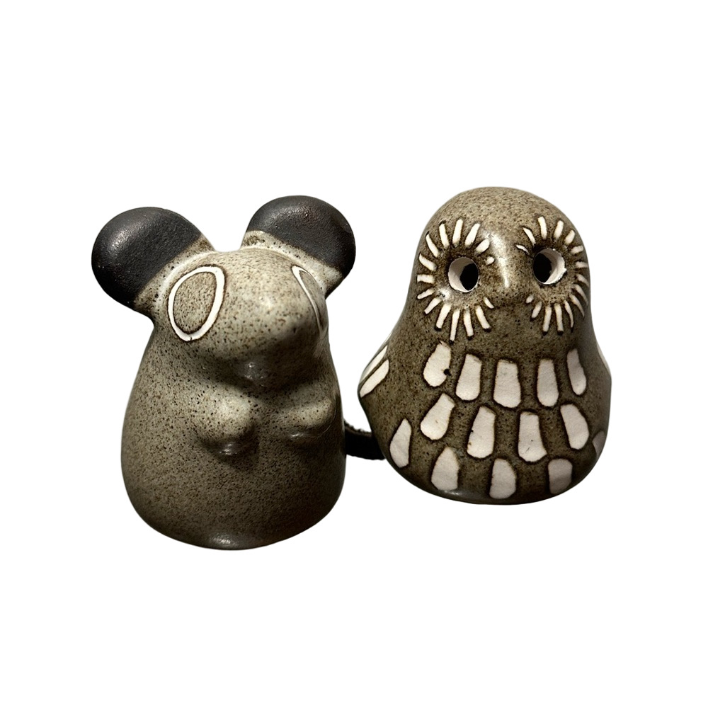 Strawberry Hill Pottery Werkhouse Owl & Mouse Vintage Figurines Collectibles